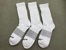 3 Pairs Bombas Men All-Purpose Performance Size M White Calf Sock