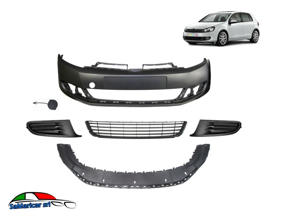 IDPART-CARROZZERIA KIT PARAURTI ANTERIORE CON GRIGLIE SENZA FENDI ADATTO A VW GOLF 6 DAL 01/2009->