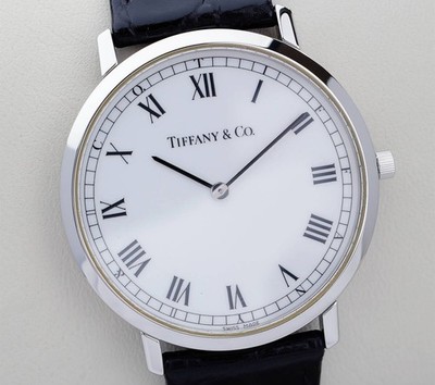 Tiffany & Co. Classic Silver Roman Index Mens Watch 33mm Quartz