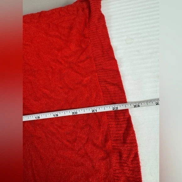 Suéter New York & Co Rojo Manga 3/4 Dolman Ligero Vacaciones XL Festivo Foto 3 de 4