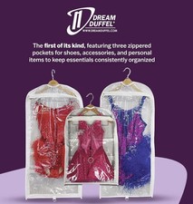 5 pk Dream Duffel Clear Garment Bags w/Pockets Dance, Cheer and pageant Costumes