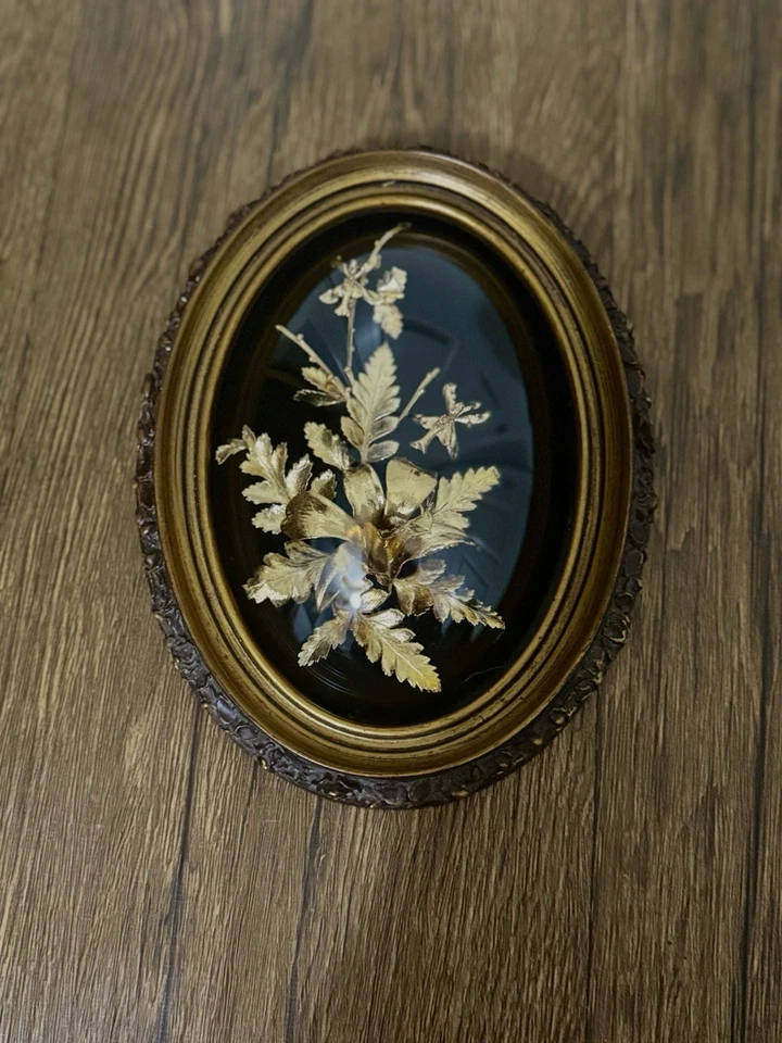 Juego de 3 flores Flora-Hawaii con marco de madera de arte de orquídea/helecho recubierto de oro de 24 quilates Foto 2 de 4