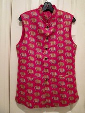 Men's Ethnic Koit Modern Red Silk Nehru Jacket Vest Waistcoat Size 38 NWOT