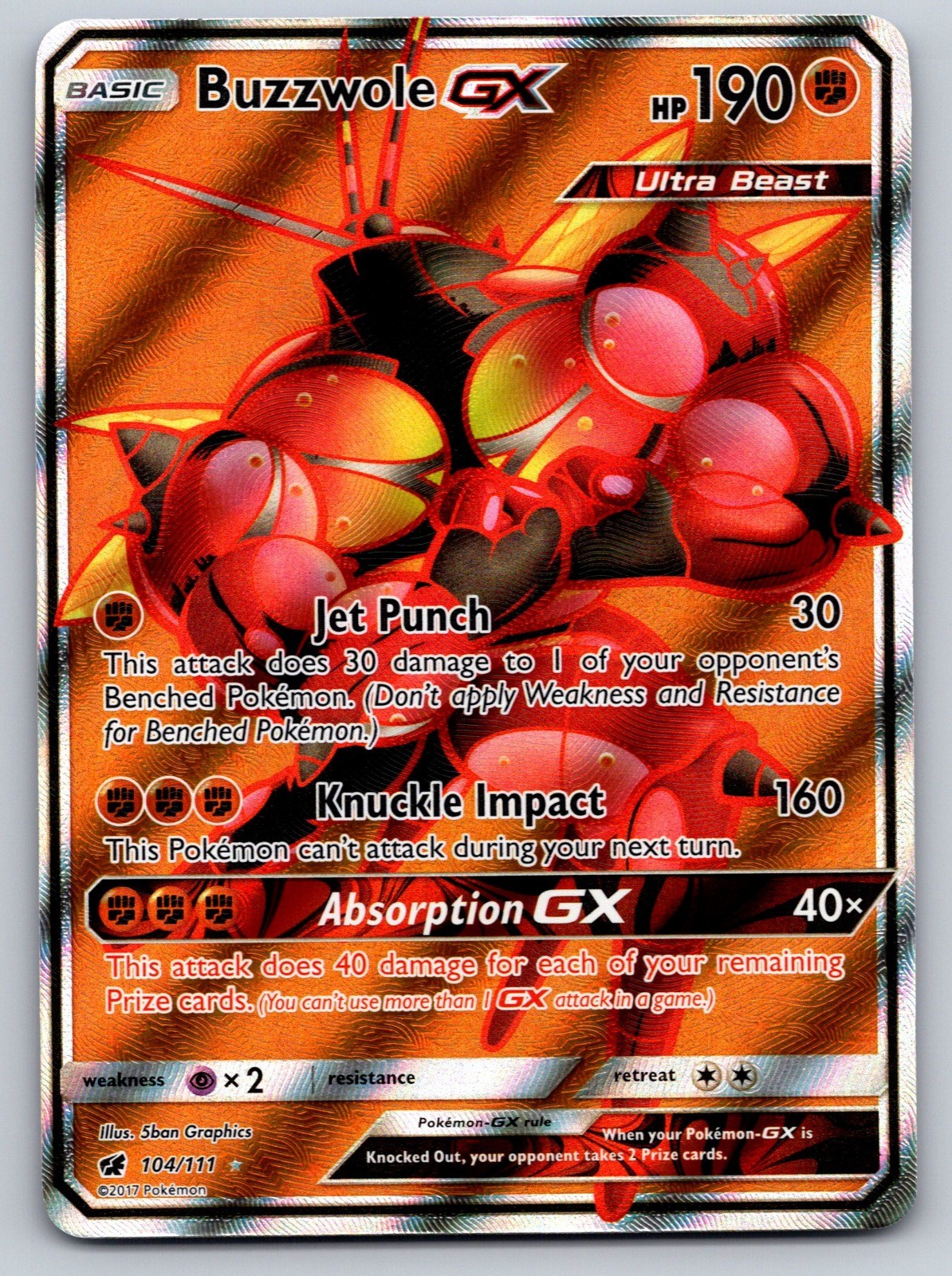 Buzzwole GX (Full Art) Holo Ultra Rare SM - Crimson Invasion 104/111 NM