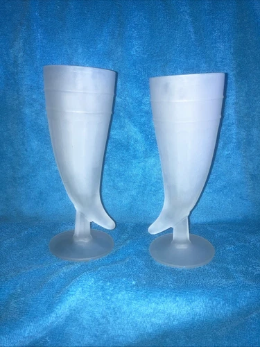 Vintage Tiara Indiana Glass White Frosted Horn Shaped Beer Mug Glass Viking
