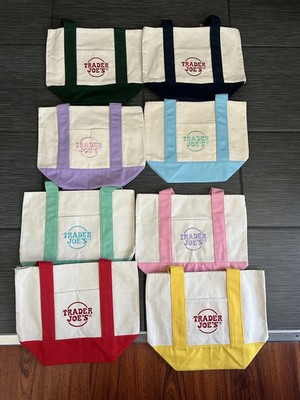 Trader Joe s Mini Canvas Reusable Tote Bags Colorful Canvas Tote Bag 10 Colors