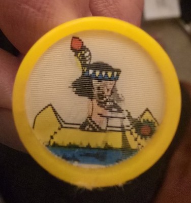 VTG Kohner Vari-Vue Flicker Wiggle Ring with native American In Canoe