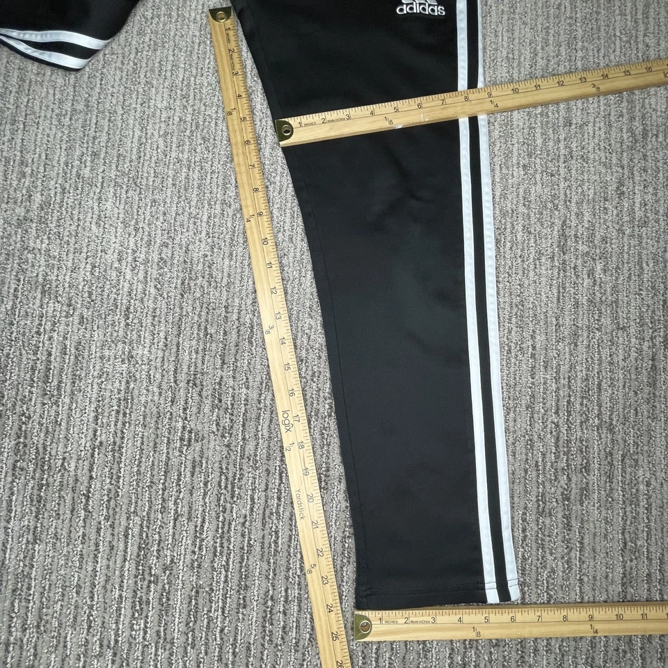 Adidas Boys Size M 10/12 Pants Track Gym Workout Black White Stripes - Image 2 of 4