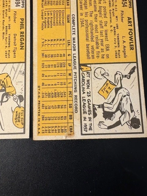 1963 Topps бейсбол лот из 4 различных. ВСЕ ПОЛУ ВЫСОКИЕ #s. Карта ошибок Vg-Ex to Nm+ - Изображение 3 из 4