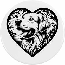 'Golden Retriever Love Heart' Button Pin Badges (BB055018)