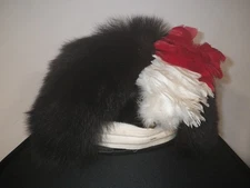 Reenactor British Dragoon Tarleton style Black Fur Helmet Hat w/ Feather Plume