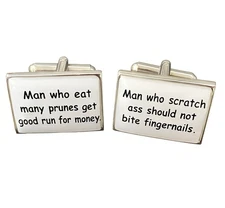 Chinese Proverb Cufflinks - Onyx Art CK91 Dad Joke Funny Wedding Gift Cuffs