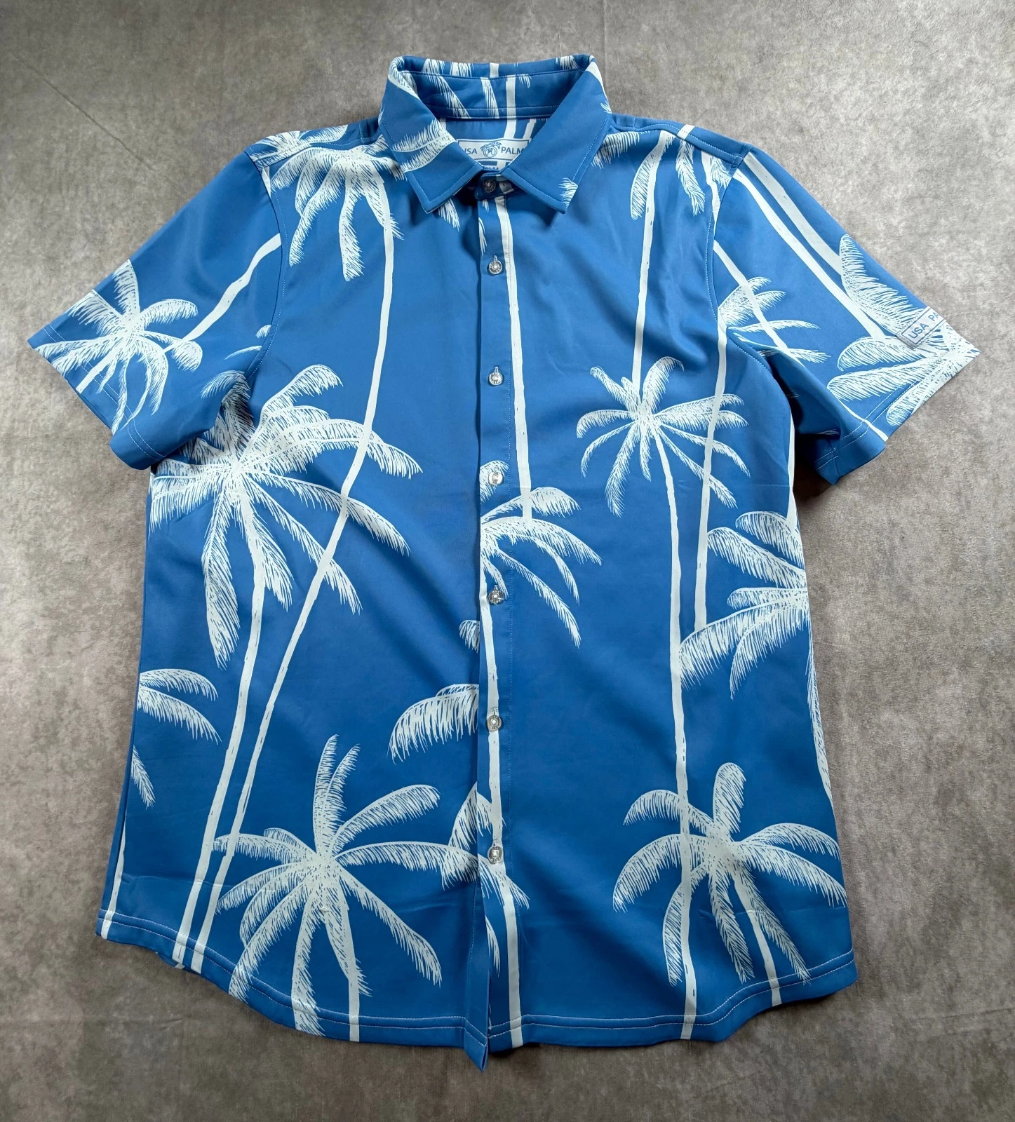 King Palm XL Blue Palm Tree Print Stretch Button Up Shirt
Opens in a new window or tab