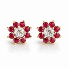 14k Yellow Gold Flower Stud Earrings with screw back