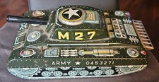 Utaka M-27 Tank Japan Tin Litho Friction U.S. Army Armored Sparking Military Toy