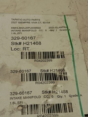 Intake Manifold Hybrid Fits 17-22 IONIQ 4202399