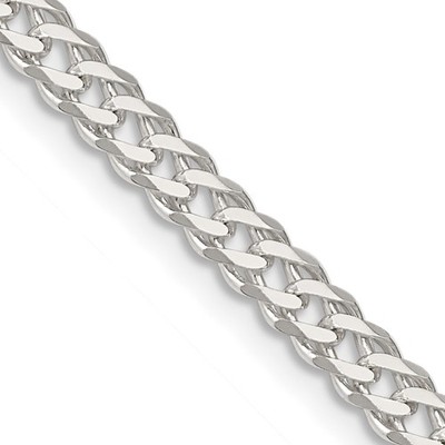 Sterling Silber 4,25 mm 6 Seiten D/C flache doppelte Panzerkette Halskette Herren Damen