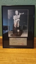 Dinah Shore Bowling Picture 1950's framed signed check