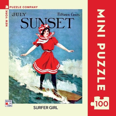 Surfer Girl Sunset Magazine 100 Piece Mini Jigsaw Puzzle NYPC New