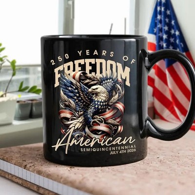 Years of Freedom Coffee Mug American Patriotic Gift Idea USA Flag