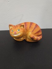 Cheshire Cat Orange Figurine Vintage 1992 India NYPL MMA Alice in Wonderland 4"