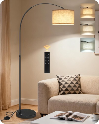 75" Arc Floor Lamp W/ Marble Base & Adjustable Height Rotating Hanging Shade