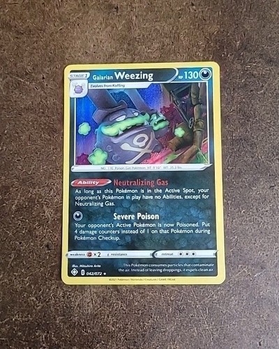 Pokemon TCG Galarian WEEZING 42/72 SWSH Shining Fates Rare Holo
