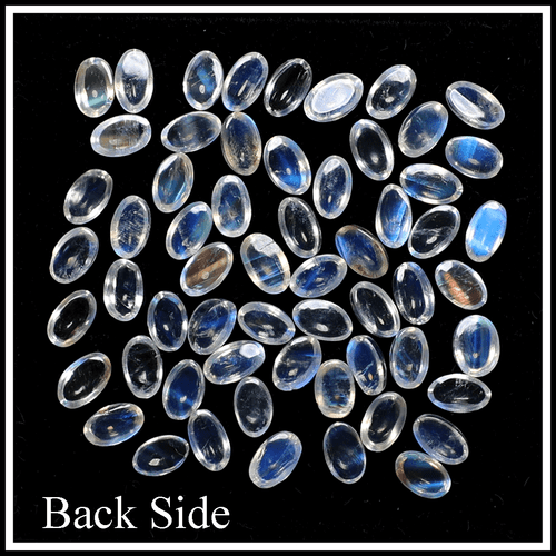 59 Pcs Madagascar Natural Rainbow Moonstone 5mmx3mm Oval Cabochon Gemstones Lot - Picture 7 of 10