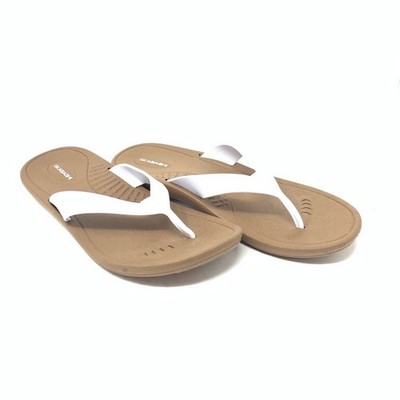 Okabashi Breeze Toffee White Womens Flipflop Thong Sandal Size ML Casual Comfort