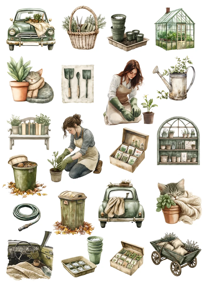 Thyme to Grow, Gardening Sticker Sheet, Planner Stickers, Journal Stickers