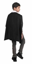 CHILDRENS BLACK SATIN VAMPIRE CAPE KIDS HALLOWEEN FANCY DRESS PARTY COSTUME