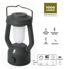 Swiss Tech Rechargeable LED Lantern with Bluetooth Speaker, IPX4 Weatherproof
