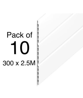 Hohlverkleidung Untersichtsplatte weiß PVC Deckenverkleidung - 300 mm x 2,5 Meter