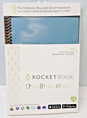 Rocket Book Core Smart Reusable Notebook 6x8.8 36 pages w/Pen & Towel Light Blue