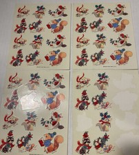 VINTAGE CARLTON CARDS 3 SHEETS HOLIDAY MICE RACCOON SQUIRREL ANIMAL STICKERS