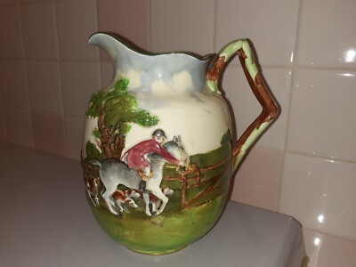 RARE Vintage Royal Doulton Embossed Hunting Scene Jug 7.3'' tall x 6.3'' x 5.3''