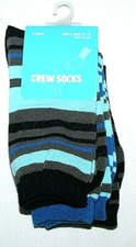 3 Pair Striped Multi-Color Kids' Crew Socks Sock Size 9-11