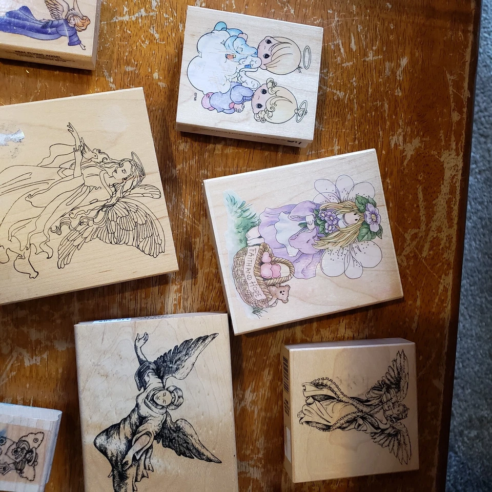 NUEVO LOTE de 11 estampillas de goma con montaje en madera de ángel elegancia angélica # 2155 G-3508 Judi Foto 3 de 4