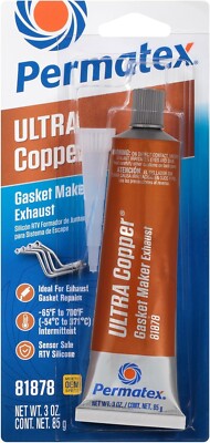 Permatex 81878 Ultra Copper Max Temp RTV Silicone Gasket Maker 3oz - 2 PACK