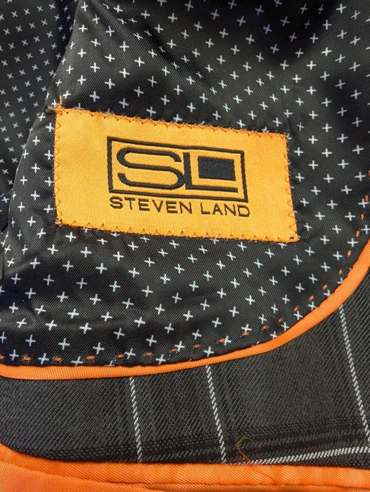 Abrigo deportivo Steven Land para hombre 36R moderno gris ventana franela Sandro Blazer usado en excelente estado Foto 3 de 4