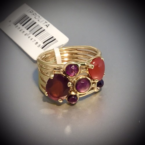 NWT IPPOLITA 18 K GOLD ROCK CANDY GELATO 6-GEMSTONE CLUSTER RING SIZE 7 lot - Picture 8 of 9