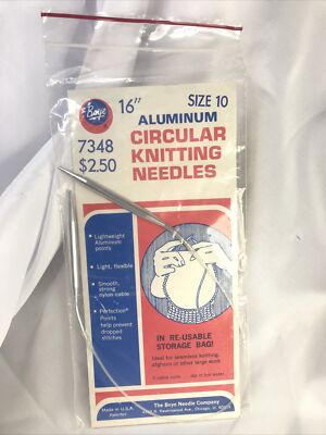 Circular Knitting Needles Size 10 Old Stock USA 7348 Vintage Aluminum 16  BOYE