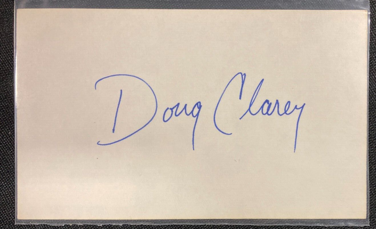 1950S/60S AUTO! BASEBALL SIGNED 3X5 CARD DOUG CLAREY W/COA JSA
