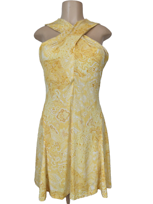 MICHAEL MICHAEL KORS Womens Yellow Neckline Godet Insets Short Dress  Petites PM | eBay