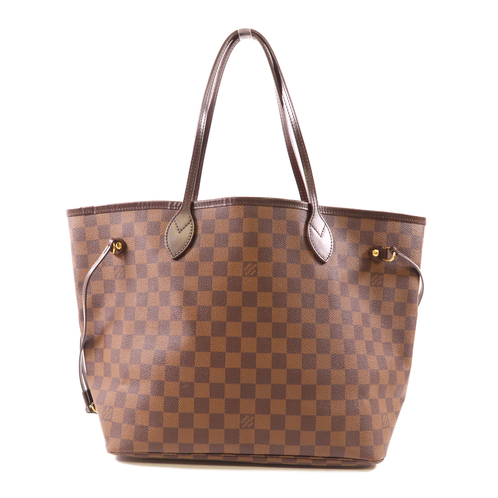 LOUIS VUITTON Damier Brown Neverfull MM Tote Bag with Gold Hardware N51105-image