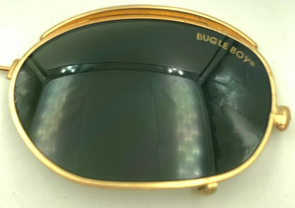 Gafas de sol con clip ovaladas de metal dorado Bugle Boy de colección Foto 3 de 4