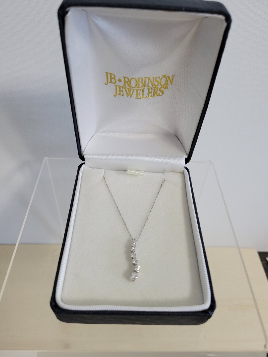 10K White Gold Diamond Journey Pendant STS Signed Unused JB