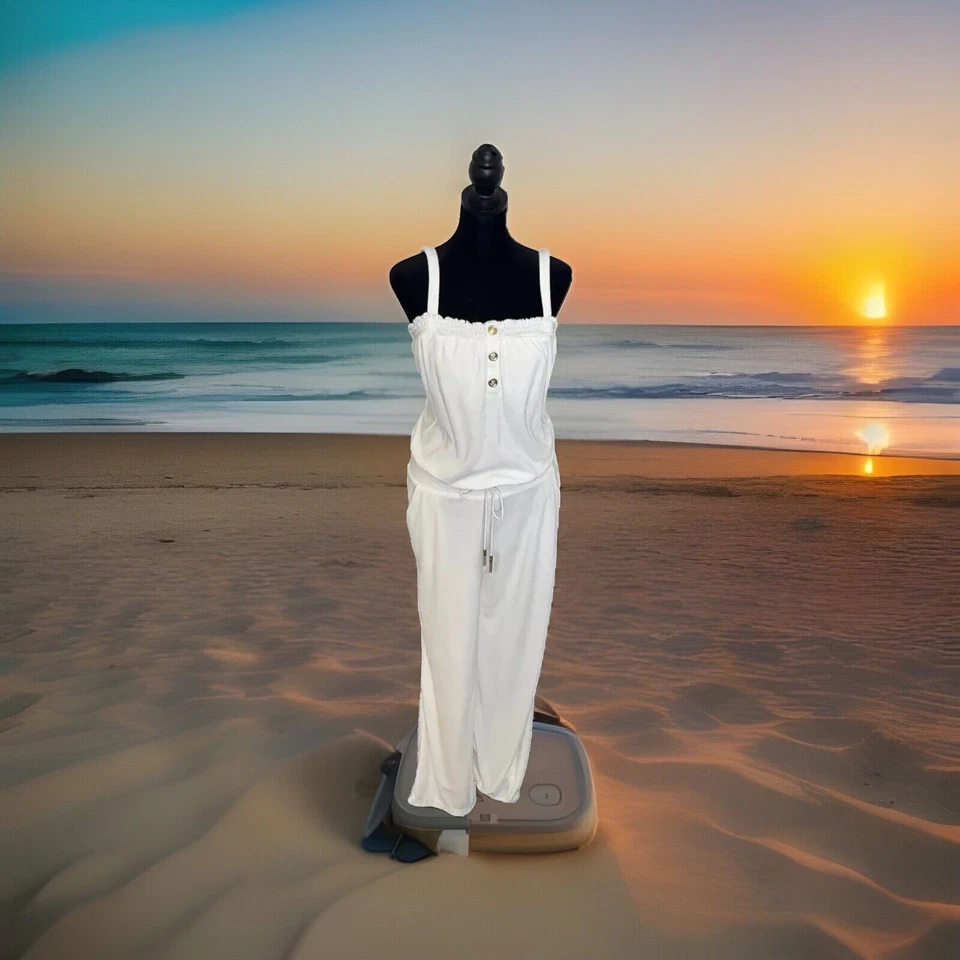Sexy Mameluco/Traje de Juego/Cubierta de Playa Juicy Couture XL Blanco Vintage Y2K Terry Lujo Foto 2 de 4