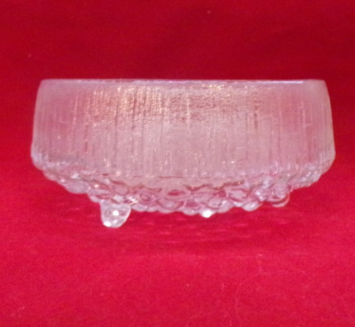 IITTALA CRYSTAL "Ultima Thule" 3-Toed Footed Bowl TAPIO WIRKKALA FINLAND VTG
