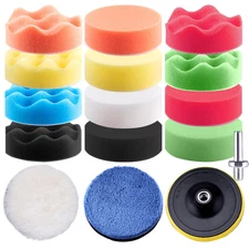 16 Pieces Buffing Pads 3 Inch Car Polishing Pad Kit Foam Polish Pads Wax Buffer